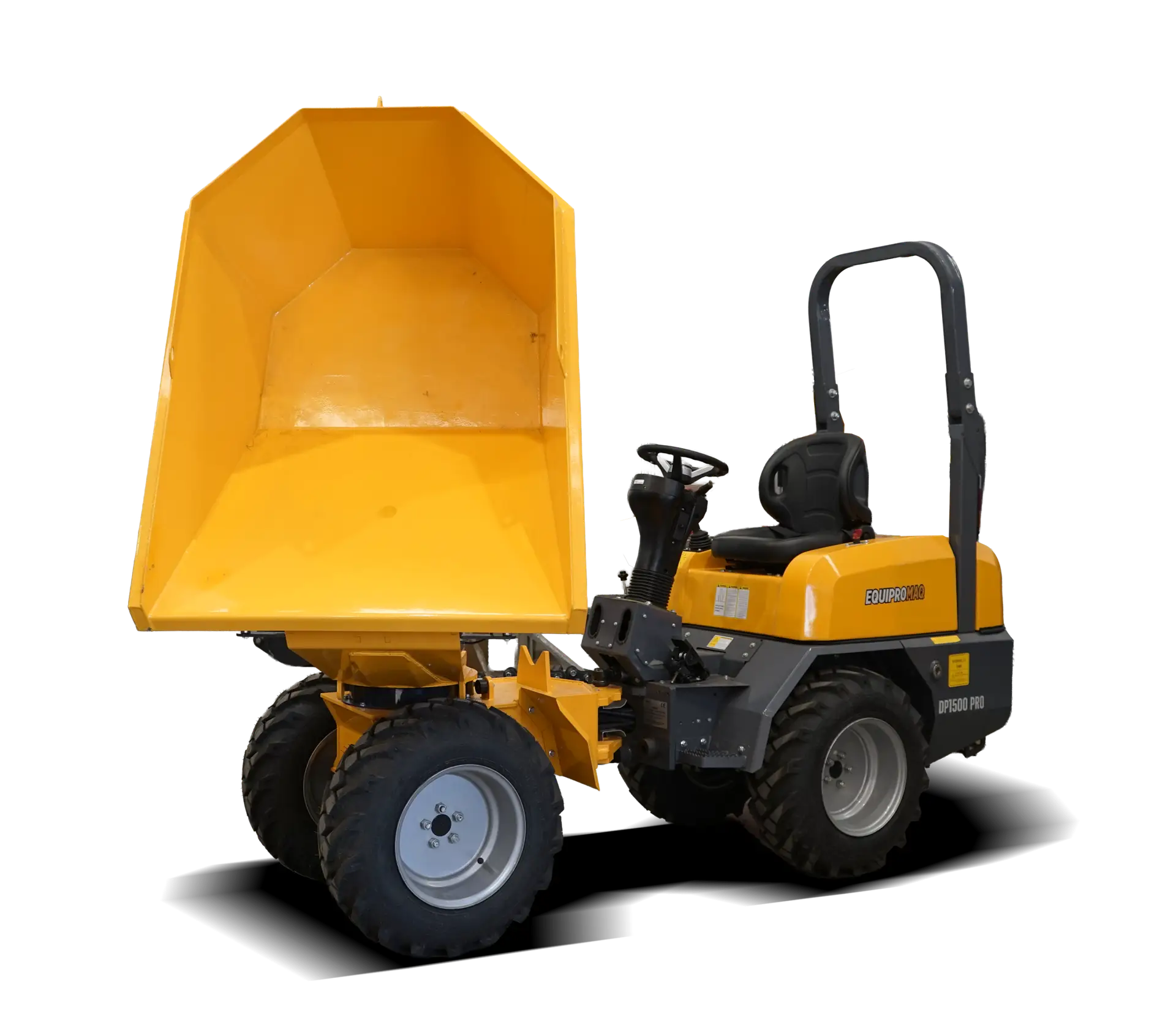 Minidumper EQUIPROMAQ DP1500 PRO con la tolva levantada